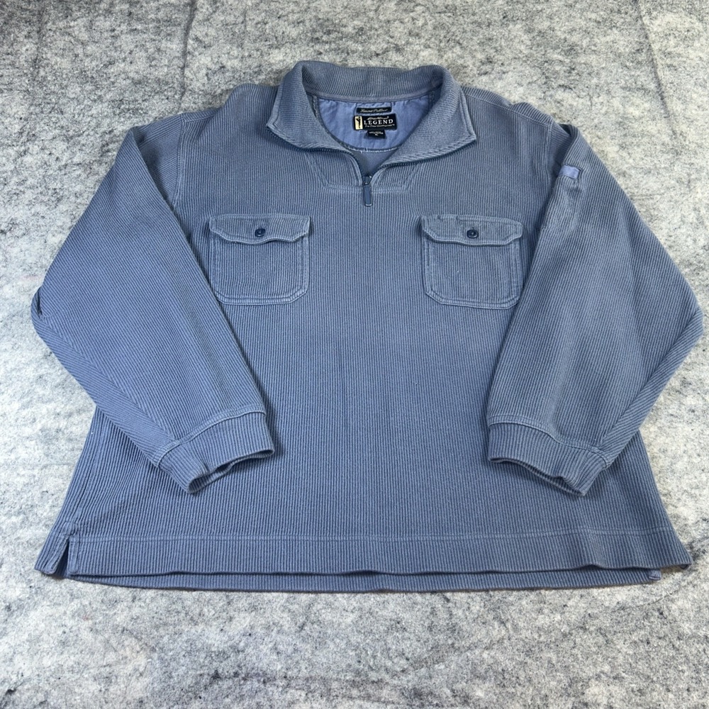 Eddie Bauer Legend Sweater XL Gray Sweatshirt Summit Pullover 1/4 Zip Pockets - Picture 2 of 8